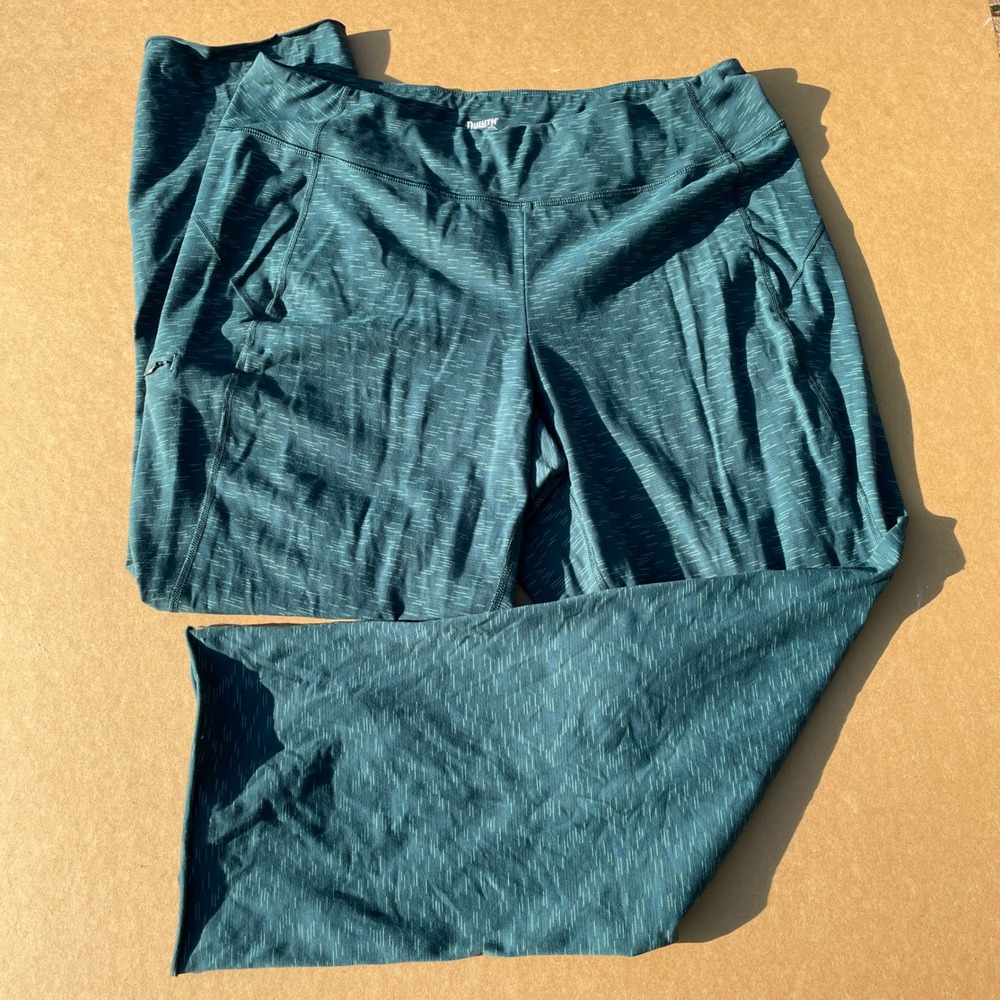Duluth Trading Co Performance Pants Women 1X Teal Hiking Yoga Space Dye Straight